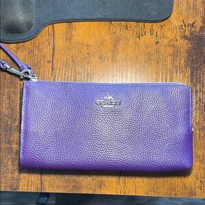 Coach Vibrant Purple Leather Wristlet